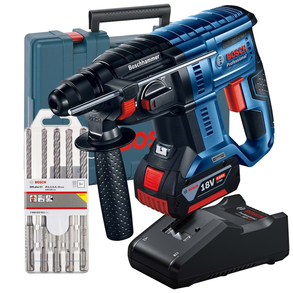 BOSCH AKÜLÜ KIRICI DELİCİ GBH 180-LI (1x4.0 AH) + SDS Plus set