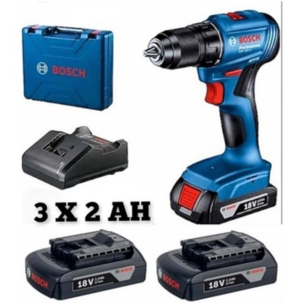 BOSCH AKÜLÜ DELME VIDALAMA DARBELI GSB 185-LI (3x2.0Ah)