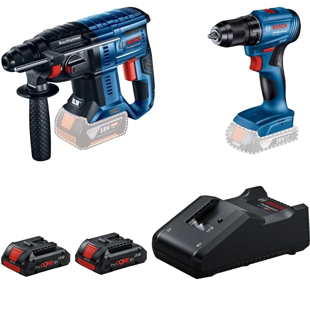 BOSCH AKÜLÜ SET GBH 180-LI + GSR 185-LI in carton 2x4Ah