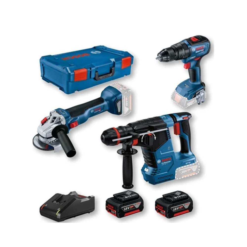 BOSCH AKÜLÜ SET GBH 187-LI + GWS 18V-10 + GSR 18V-50, 2x5.0AH, GAL 18V-40, XL-BOXX