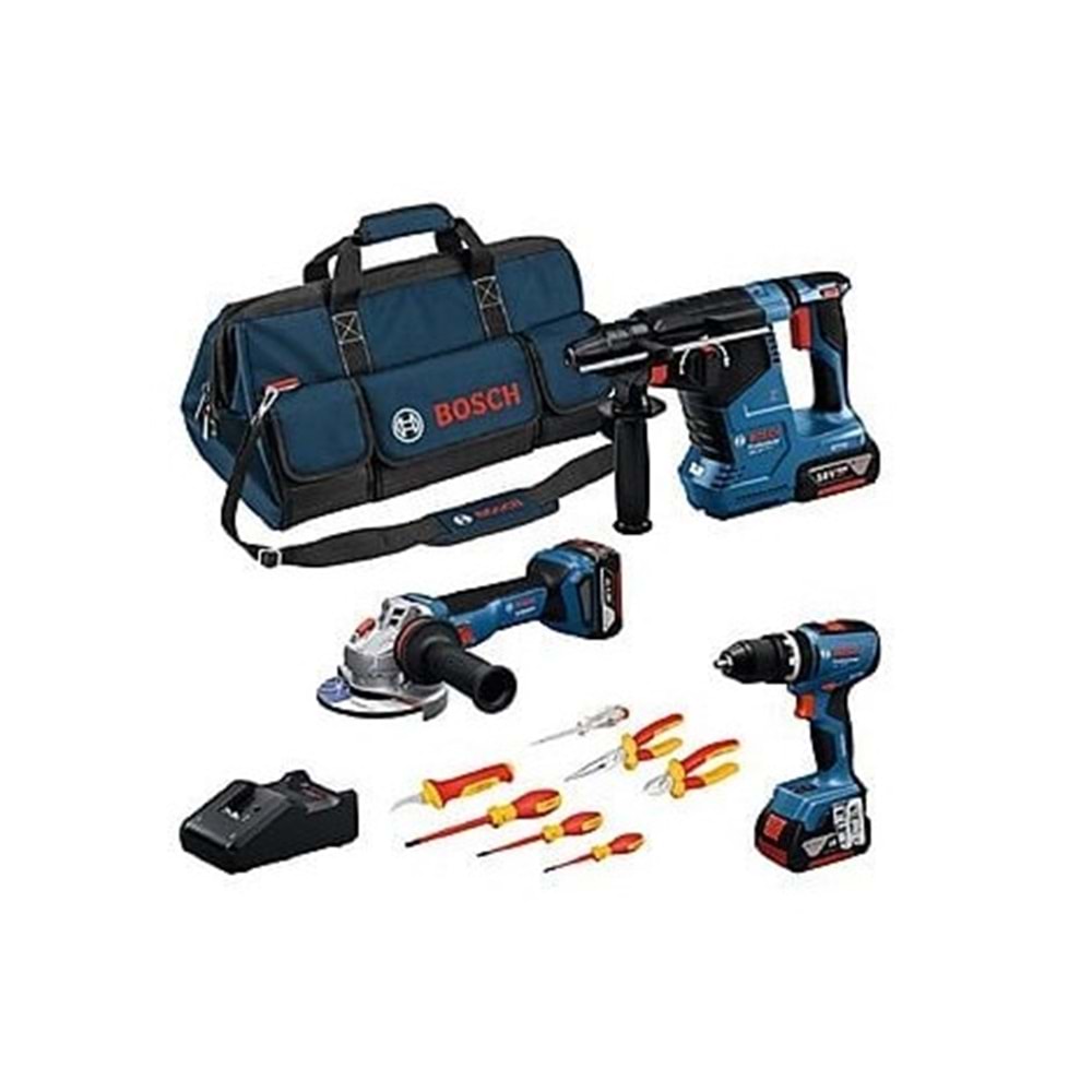 BOSCH AKÜLÜ SET Gsb 18V-65+Gws 18V-11+Gbh 18V-24 C 3X5.0AH