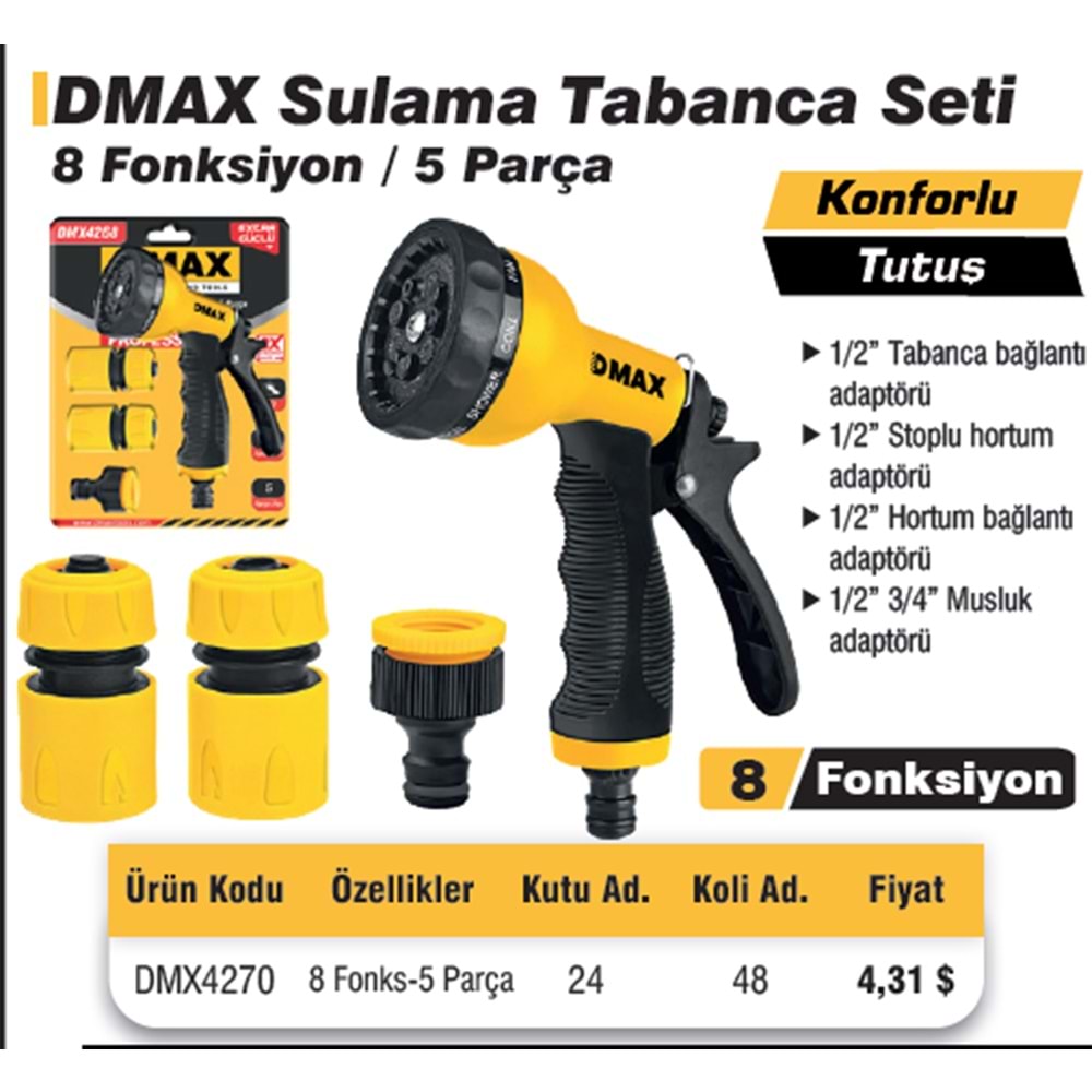 SULAMA TABANCASI SETI 8 FONKSIYON DMAX 4270