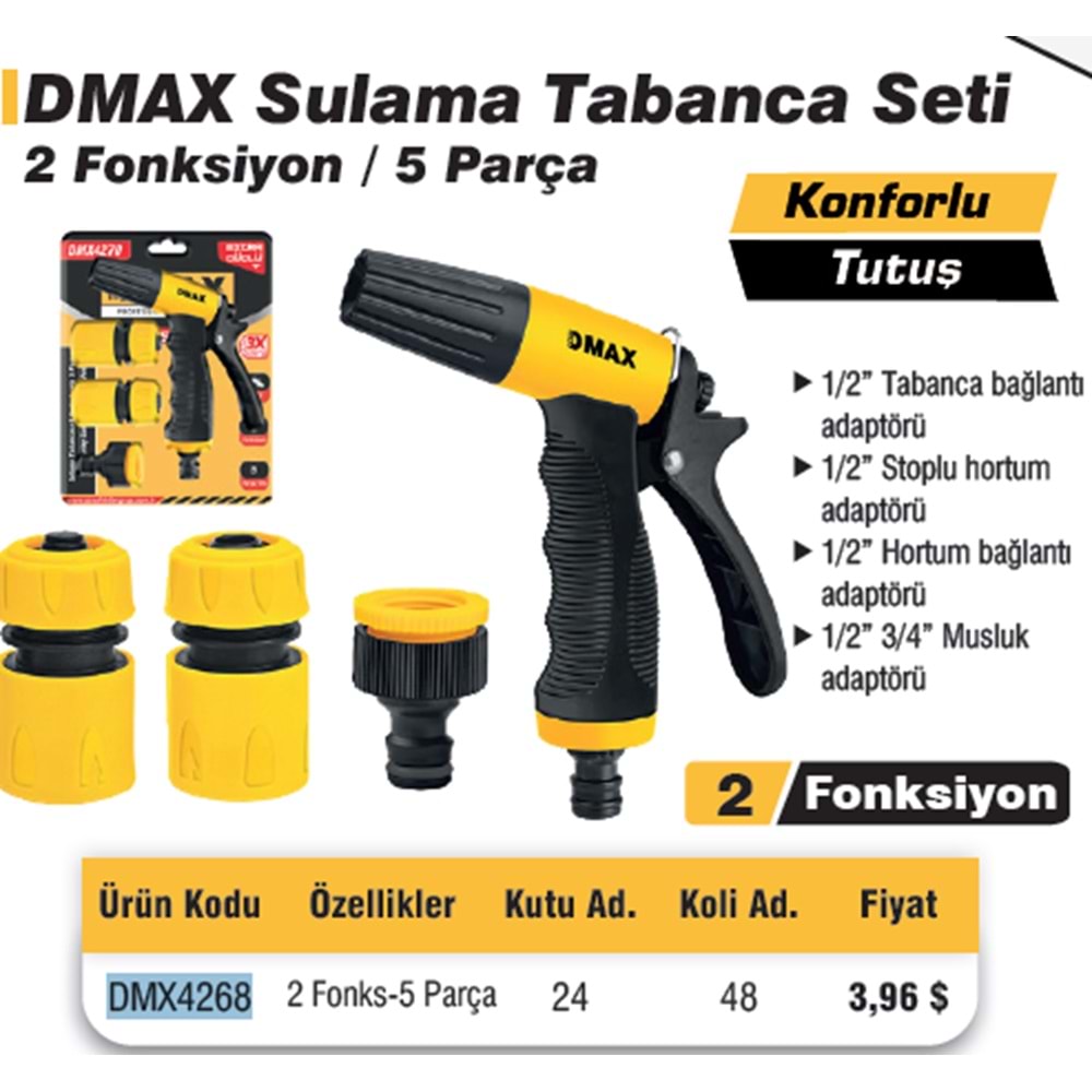 SULAMA TABANCASI SETI FONKSIYON DMAX 4268 2 FONKSIYON 5 PARÇA