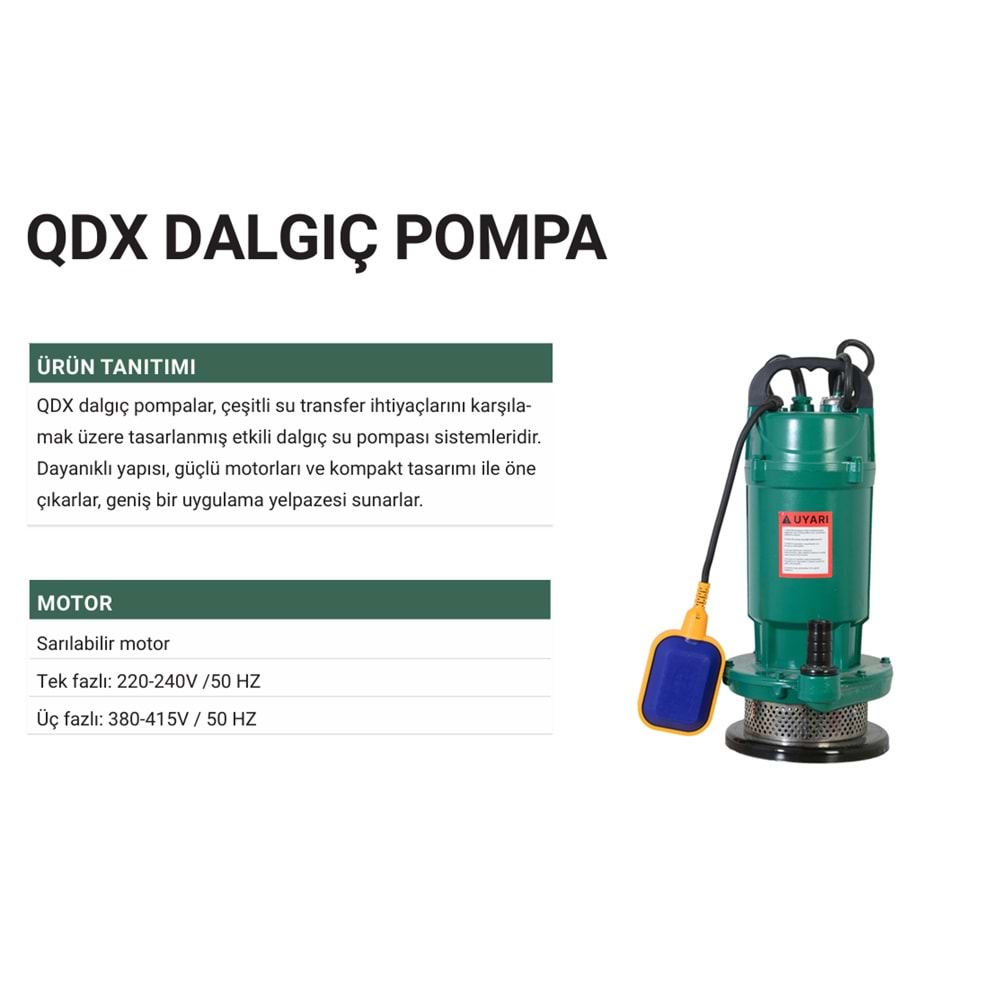 KENTAS DALGIÇ POMPASI QDX 1,5 - 0,5 HP