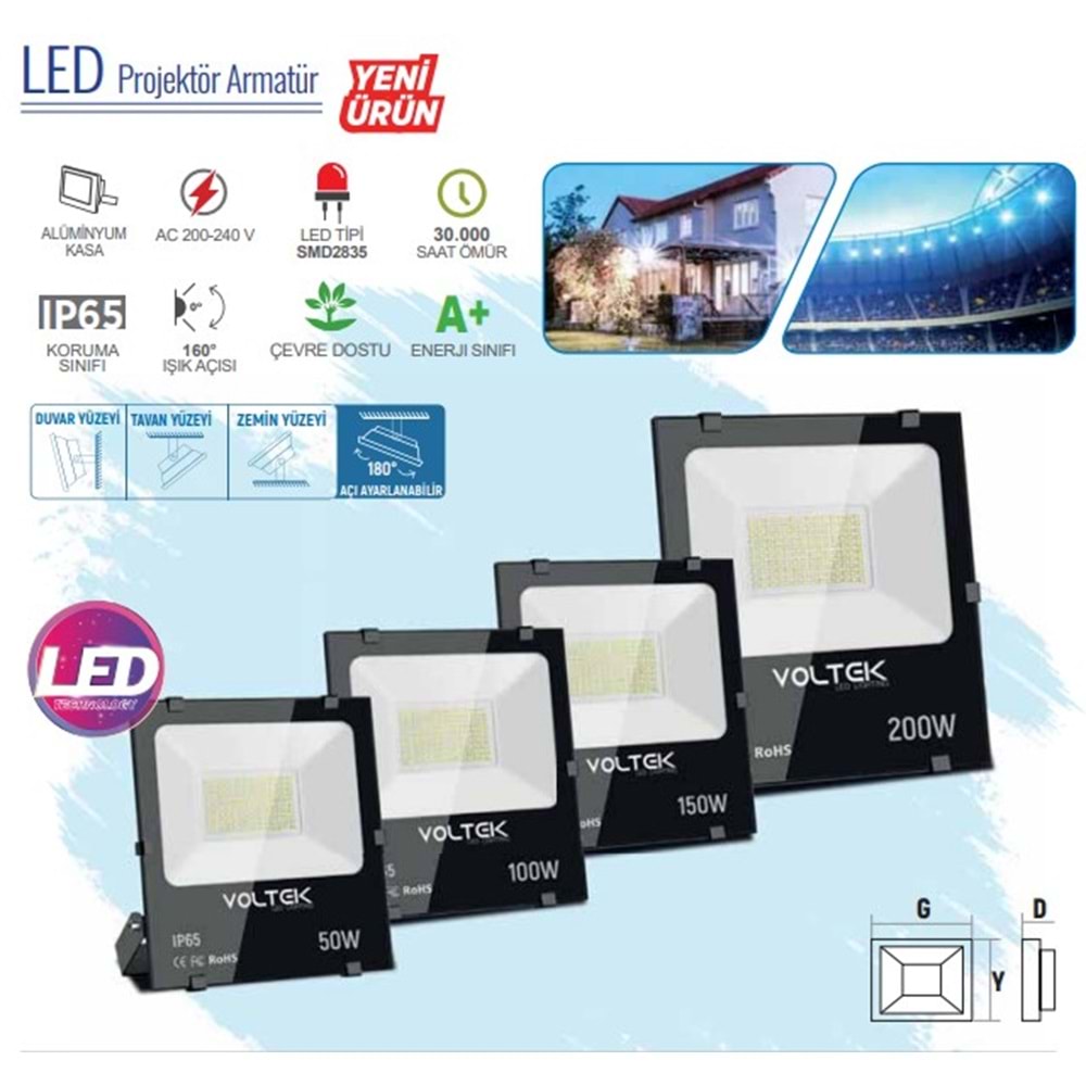 LED PROJEKTÖR ARMATÜR 6500K 100 W