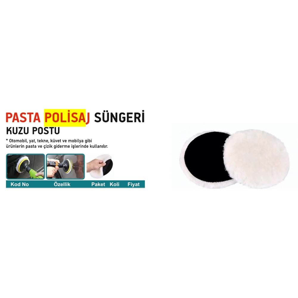 PASTA POLISAJ SÜNGERI CIRTLI KUZU POSTU 180 MM