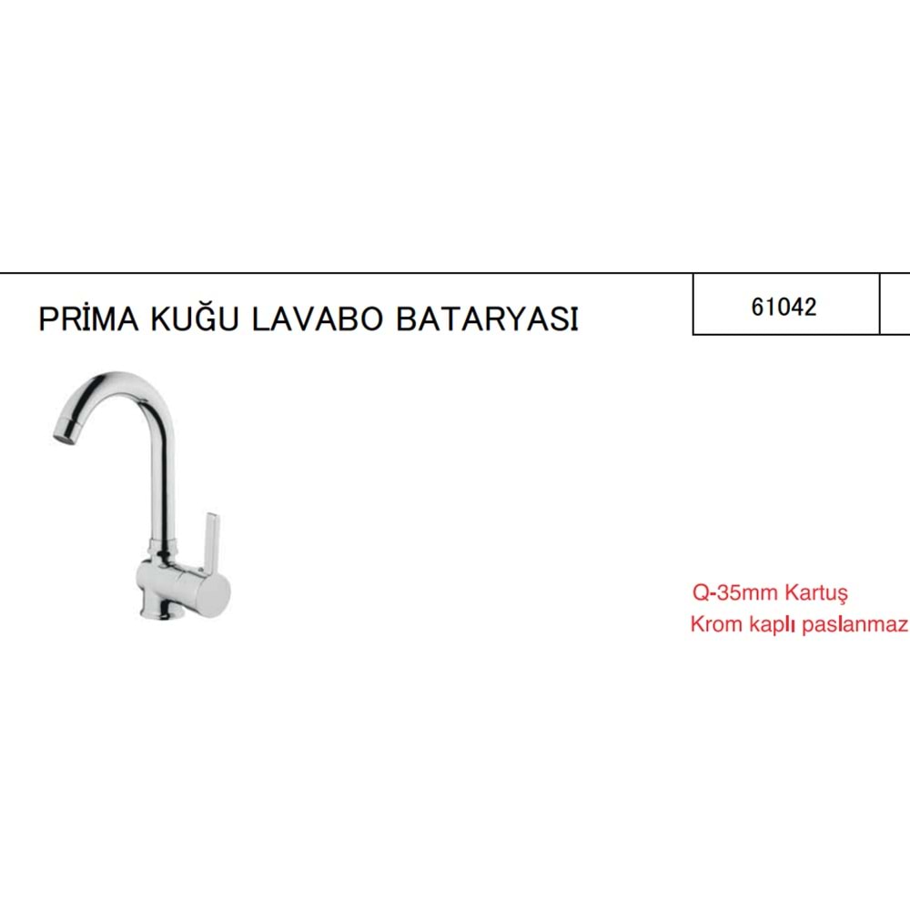 BATARYA LAVABO TEMA PRIMA TEK GÖVDE 61042