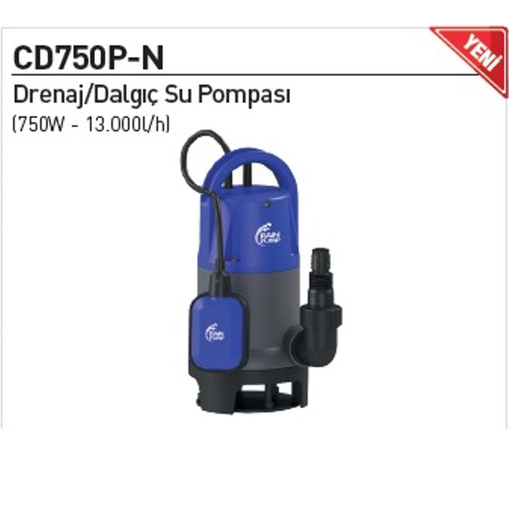 DALGIÇ POMPASI PLASTIK GÖVDE TEMIZ SU RAINPUMP CD750P-N