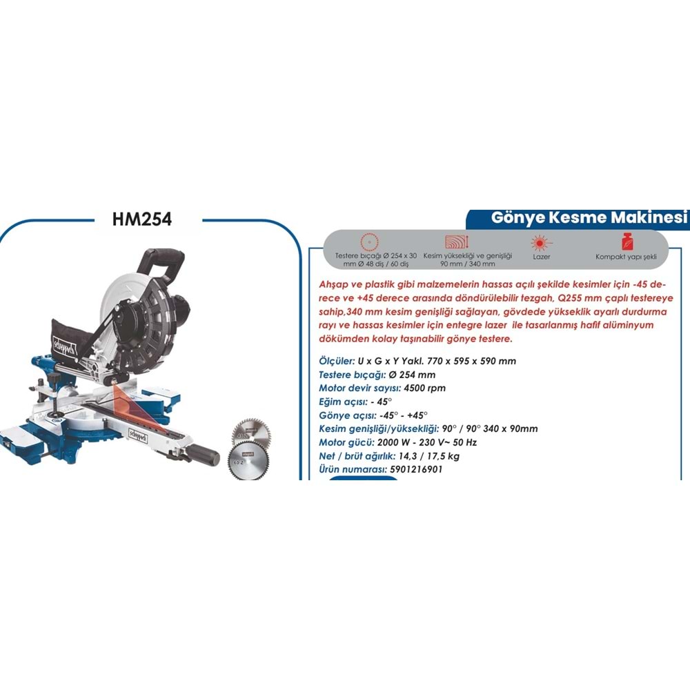SCHEPPACH GÖNYE KESME MAKINESI 254 MM HM254