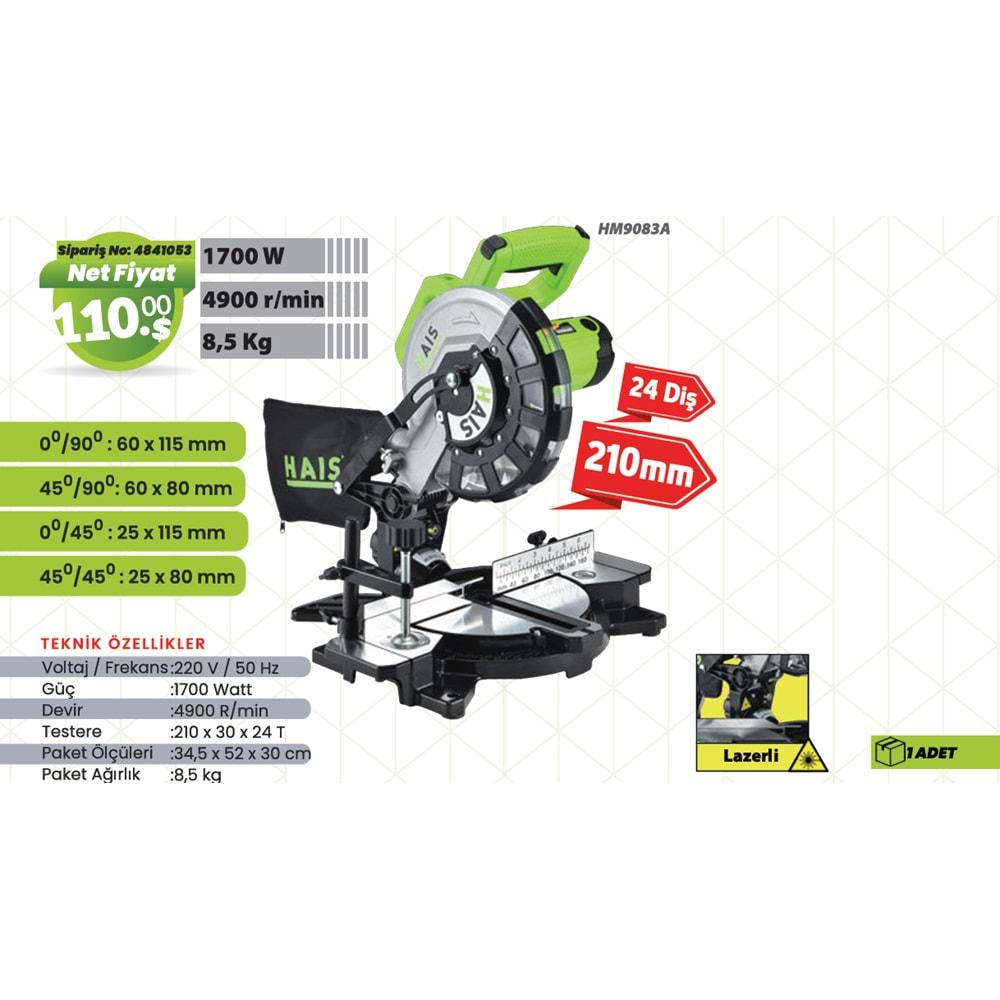 GÖNYE KESME MAKINESI 210 MM HM9083A 1700W HAIS