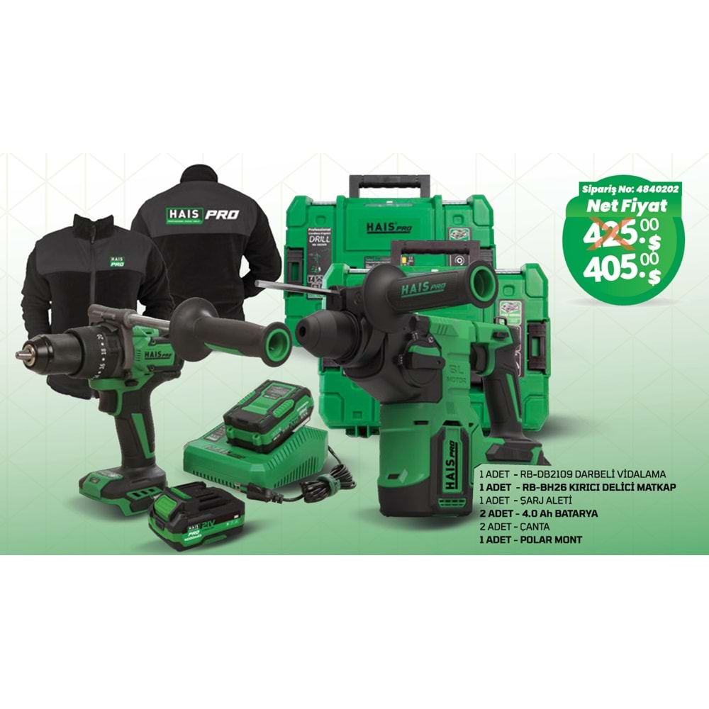 AKÜLÜ PROFOSYÖNEL SET RB-DB2109 VIDALAMA BH26 KIRICI DELICI (2*4 Ah)