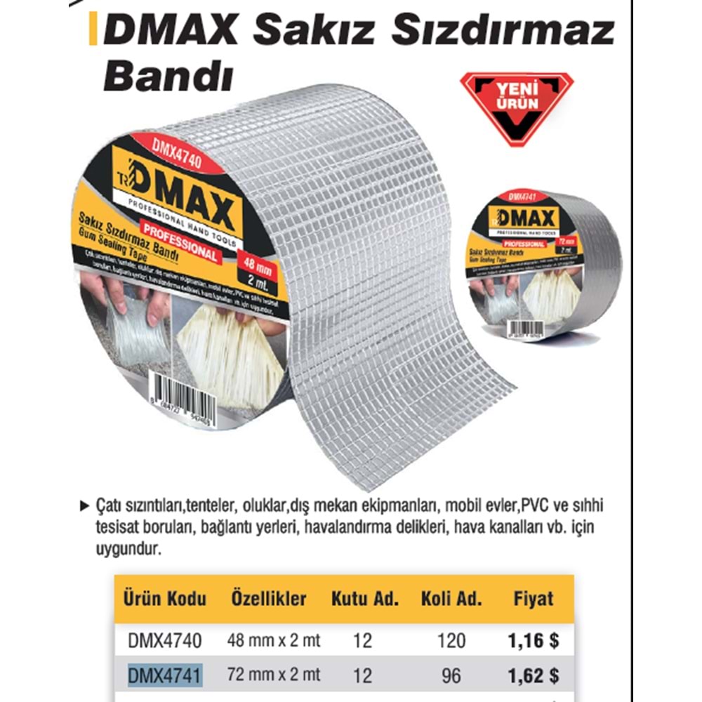 SIZDIRMAZLIK BANDI SAKIZ 72 mm x 2 metre DMAX 4741