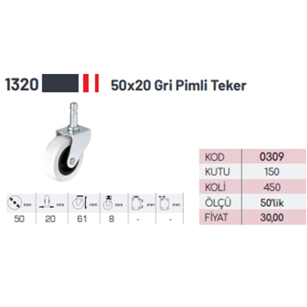BÜRO TIPI MASA TEKERI GRI KALIN PIMLI 1320