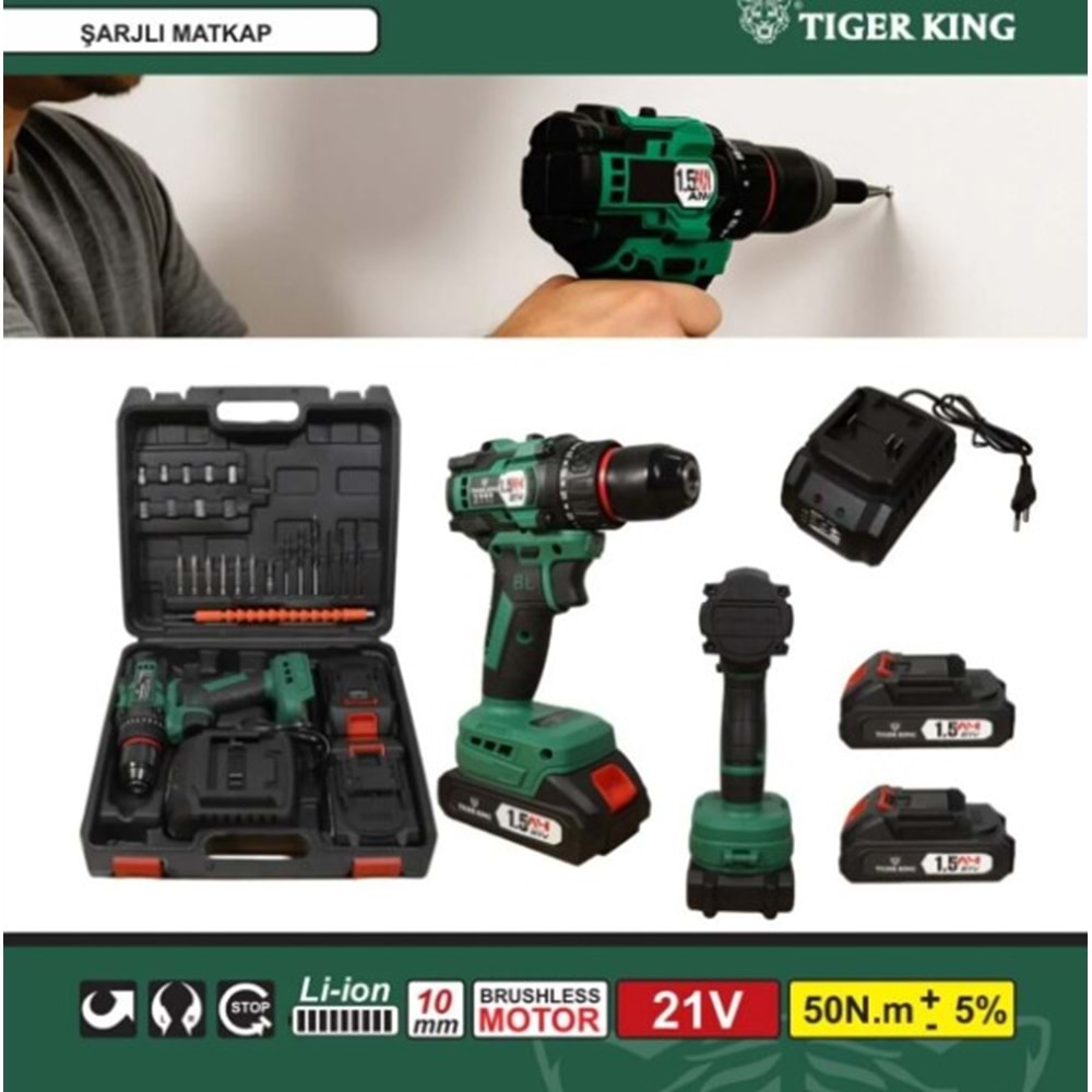 TIGER KING AKÜLÜ VIDALAMA SETI 1,5 Ah 21V MUR-9028