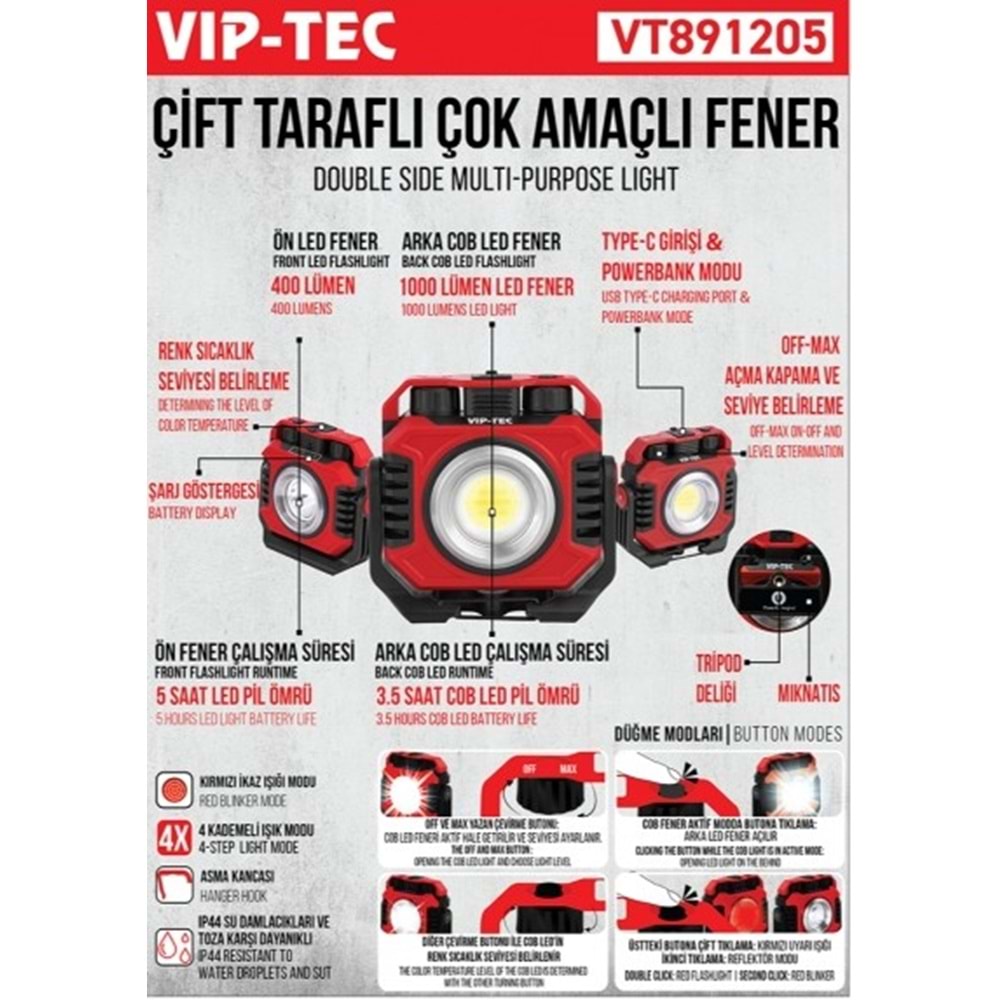 ÇOK AMAÇLI ÇIFT TARAFLI FENER VIP-TEC VT891205