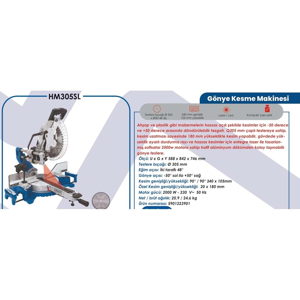 SCHEPPACH GÖNYE KESME MAKINESI 305MM HM305SL