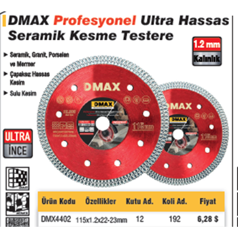 GRANIT KESME DISKI 115x1.2x22-23mm DMAX4402