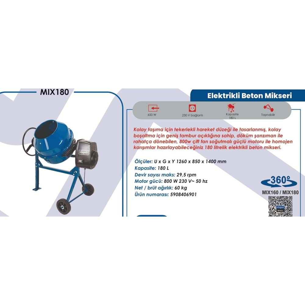 SCHEPPACH BETONYER HARÇ KARMA MAKINESI MIX180