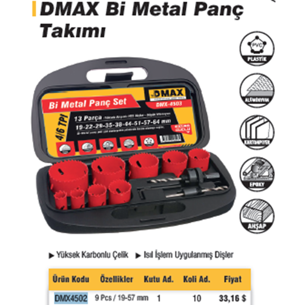 PANÇ SETI BIMETAL 9 PARÇA DMAX4502