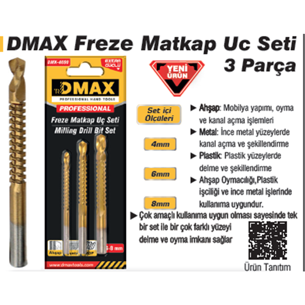 FREZE MATKAP UÇ SETI 3 PARÇA DMAX DMX4690