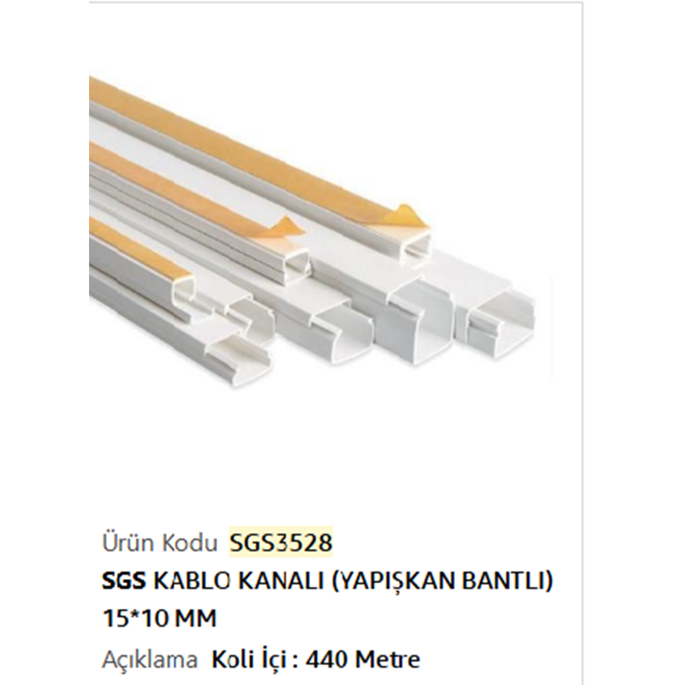 SGS KABLO KANALI YAPISKANLI BANTLI 15*10mm SGS3528
