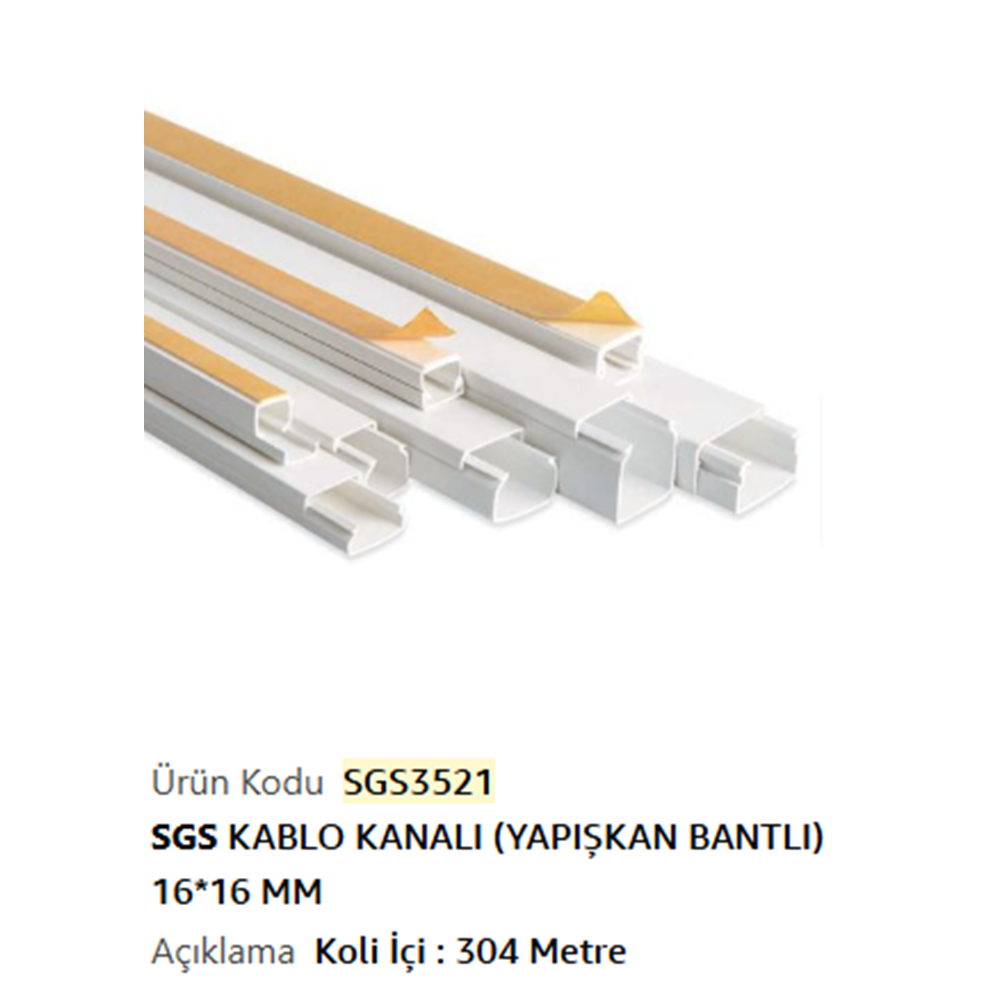 SGS KABLO KANALI YAPISKANLI BANTLI 16*16mm SGS3521