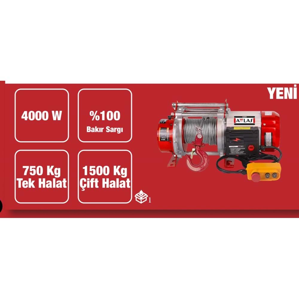 ATTLAS ELEKTRIKLI VINÇ 750-1500 ATEV1500