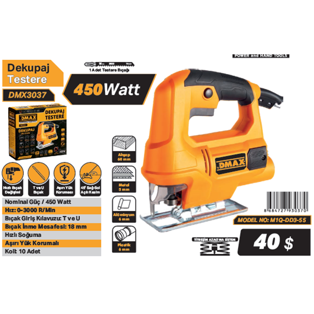 DMAX DEKUPAJ TESTERE MAKINESI 450W DMX3037