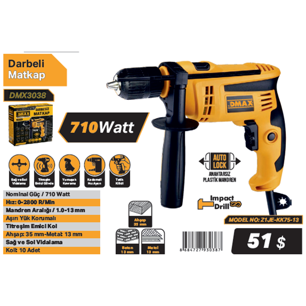 DMAX DARBELI MATKAP 710W DMX3038