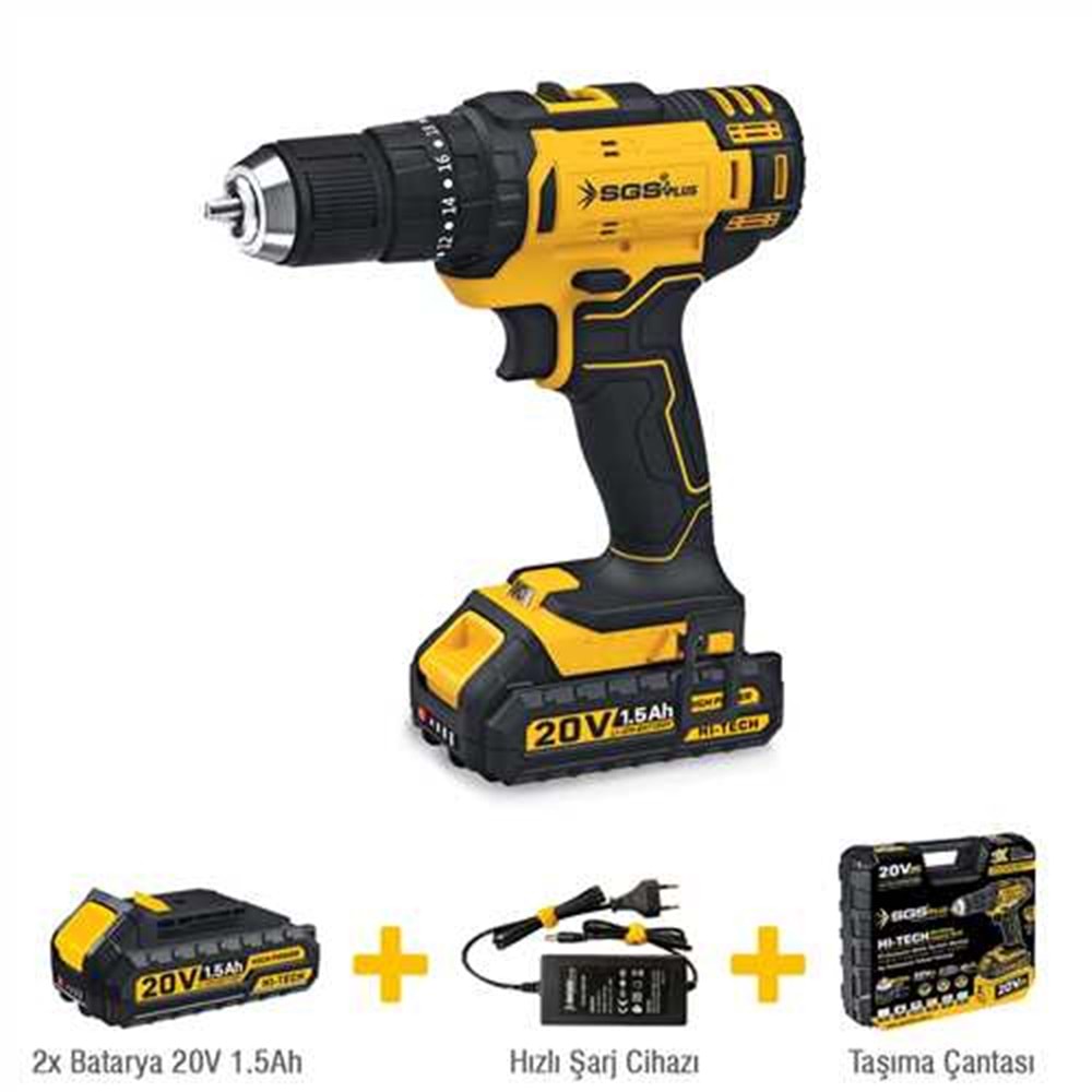 SGS AKÜLÜ VIDALAMA SETI DARBELI 20 VOLT 2*1.5Ah SGS5248