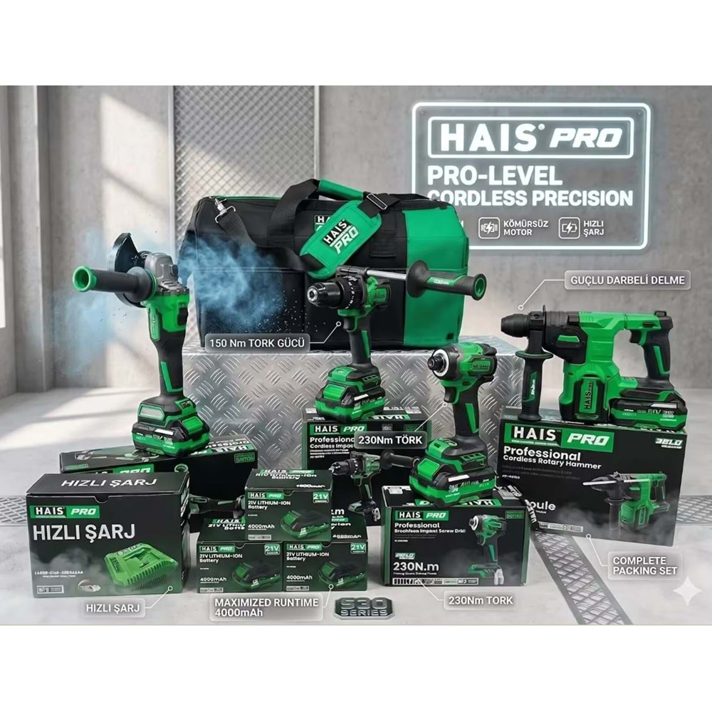 HAISPRO AKÜLÜ SET RB-04 DB2109+BH26+JM-125A+SD2108L 21V (2x4 Ah)