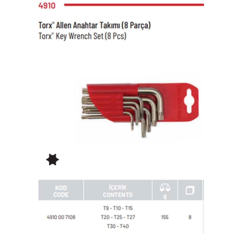 IZELTAS ALYAN TAKIMI TORX 8 PARÇA