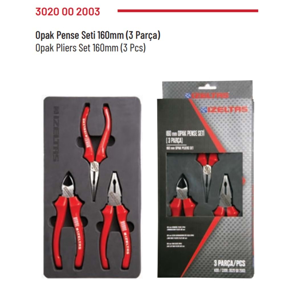 IZELTAS PENSE SETI KOMBINE OPAK 160 MM ( 3 PARÇA )