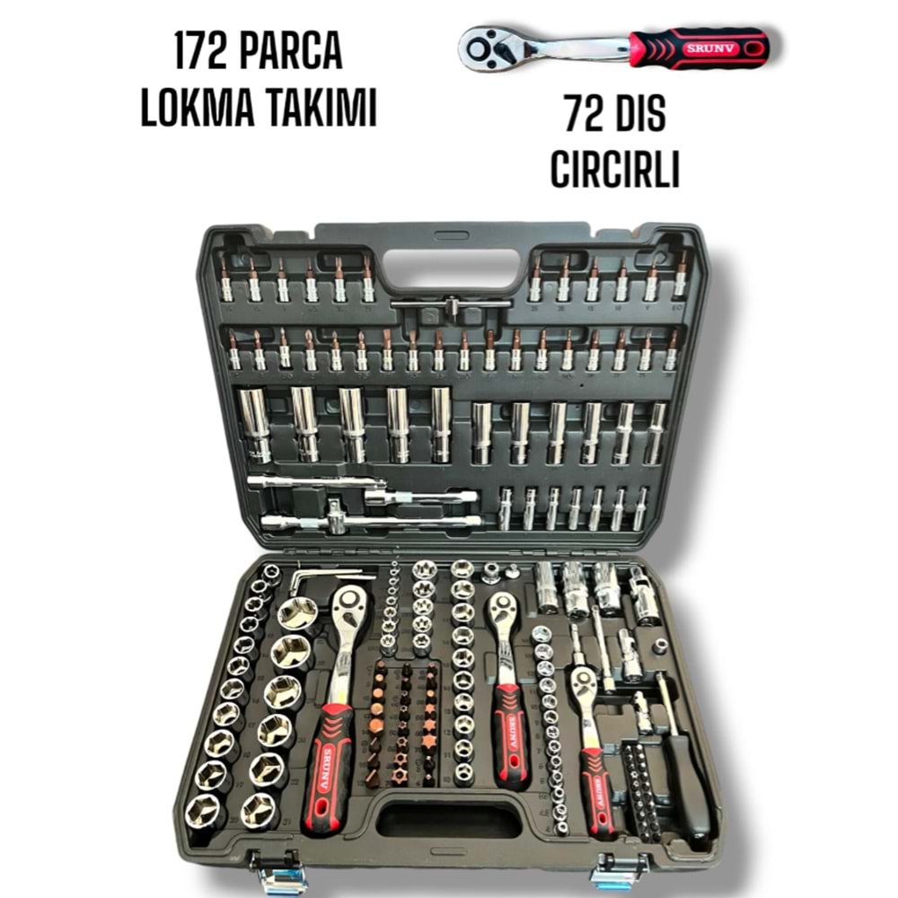 LOKMA TAKIMI 172 PARÇA 72 DIS ORJINAL TORX LOKMA SETI