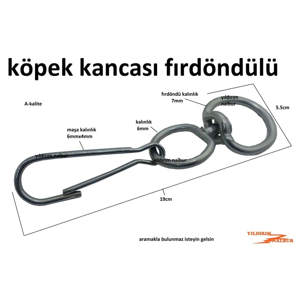 KÖPEK KANCASI FIRDÖNDÜLÜ 065MM(MASA DÖNERLI)