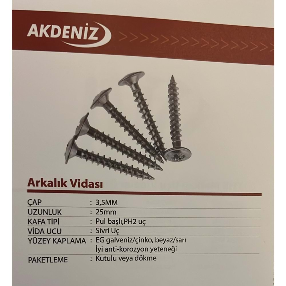 ARKALIK VİDASI 3,5*25