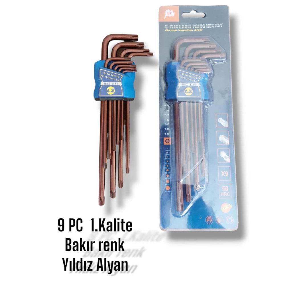 ALYAN TAKIMI TORX L TİPİ UZUN HEX KEY 9 PARÇA