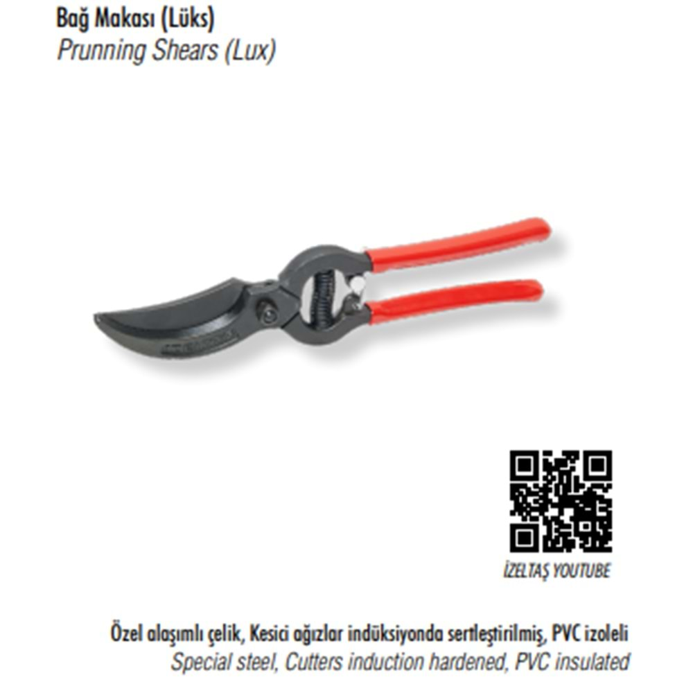 İZELTAŞ BAĞ BUDAMA MAKASI 230MM (LÜKS)