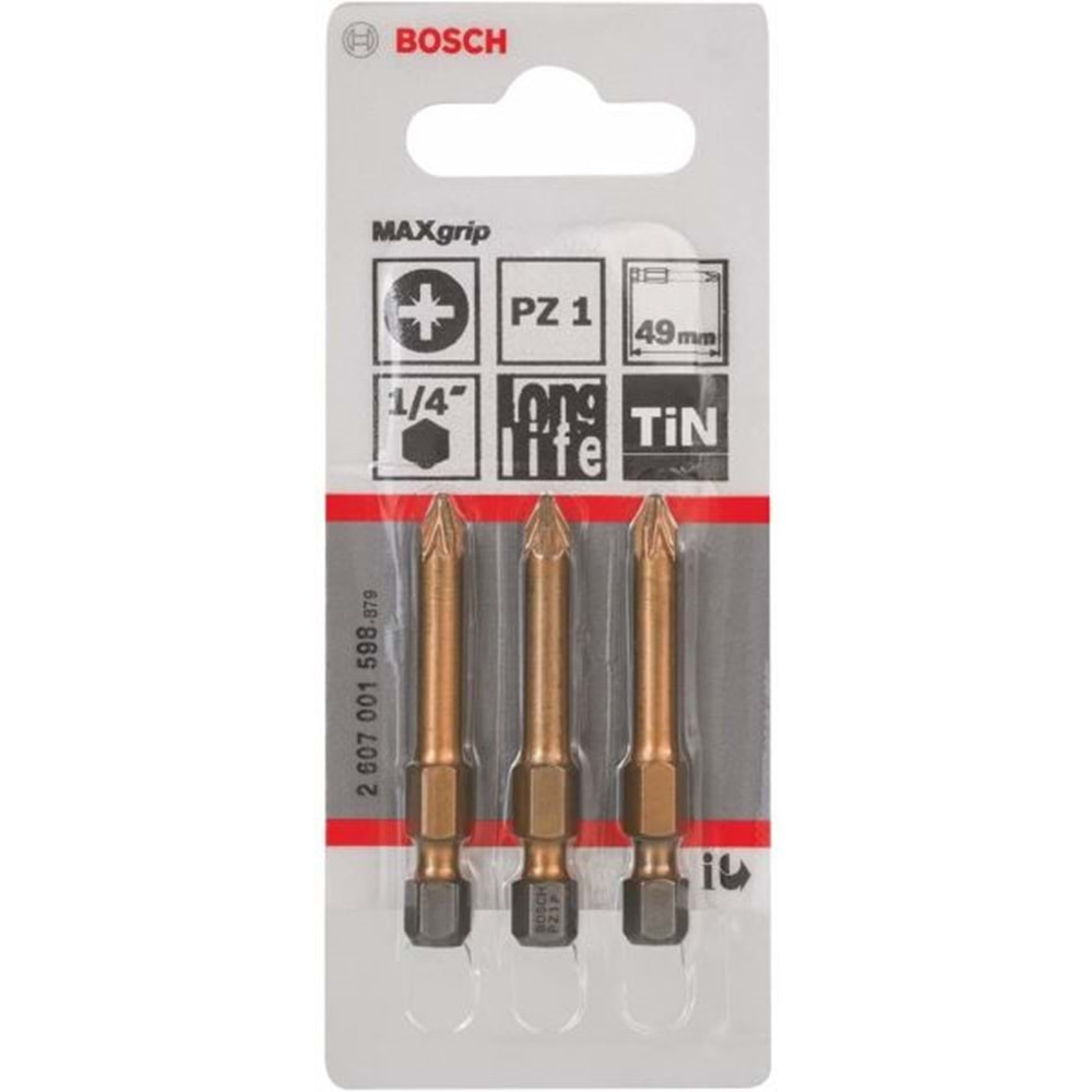 BOSCH MaxGrip Vidalama Ucu PZ 1*49 mm 3'lü