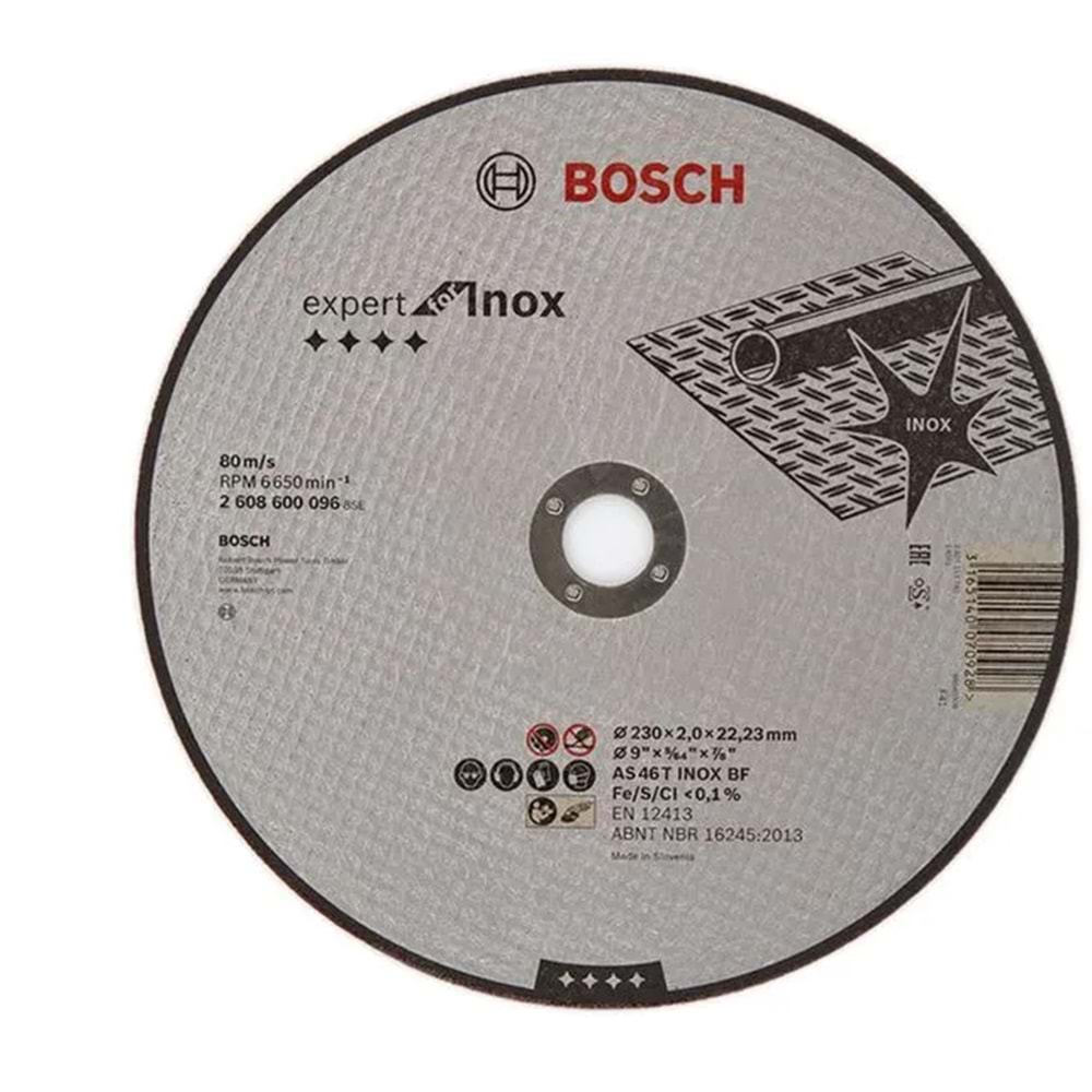BOSCH METAL KESME TASI EXinox 230*2,0 mm Düz