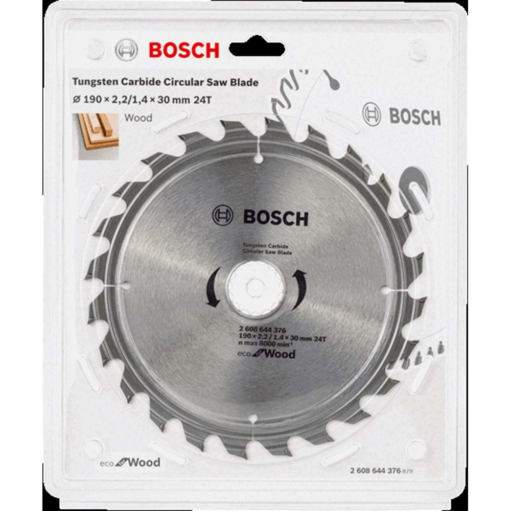 BOSCH DAİRE TESTERE BIÇAĞI AHŞAP ECOW 190*30mm 24 DE