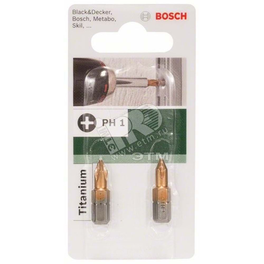 BOSCH DIY Vidalama Ucu Titan. PH1*25 mm 2'li