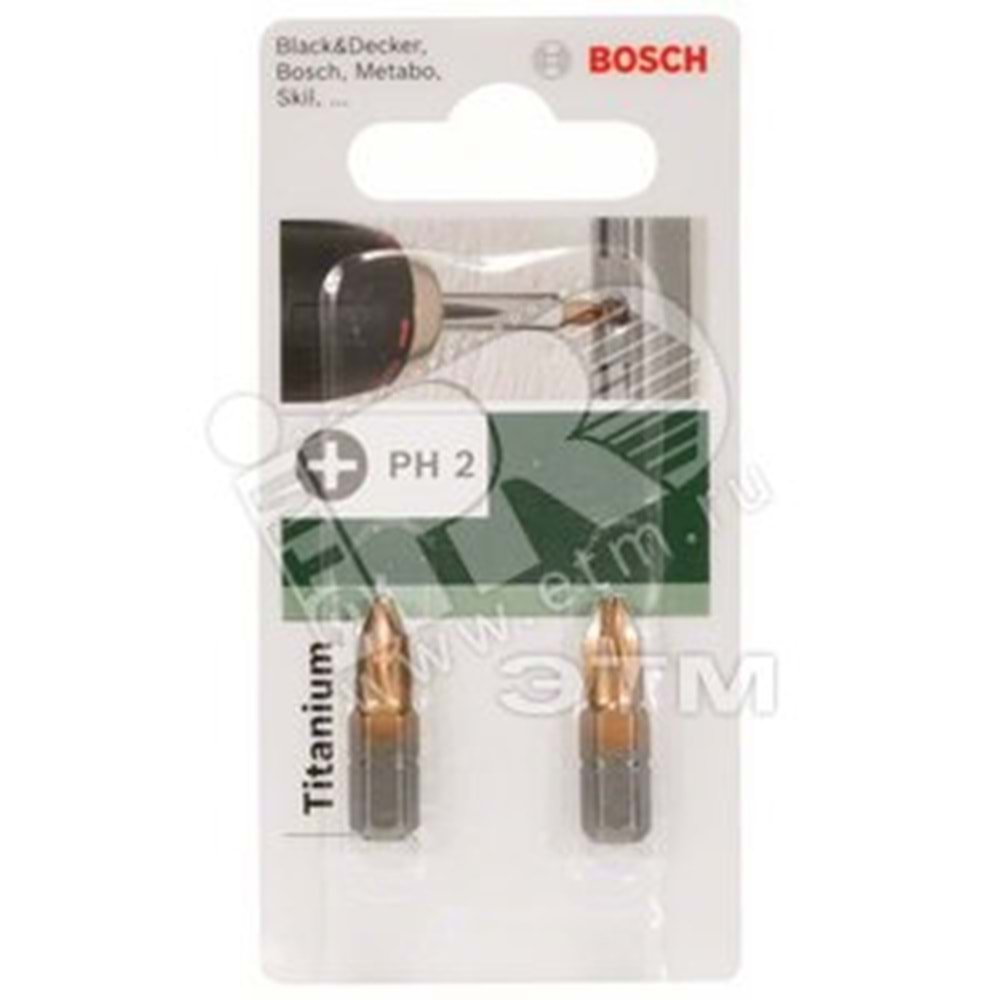 BOSCH DIY Vidalama Ucu Titan. PH2*25 mm 2'li