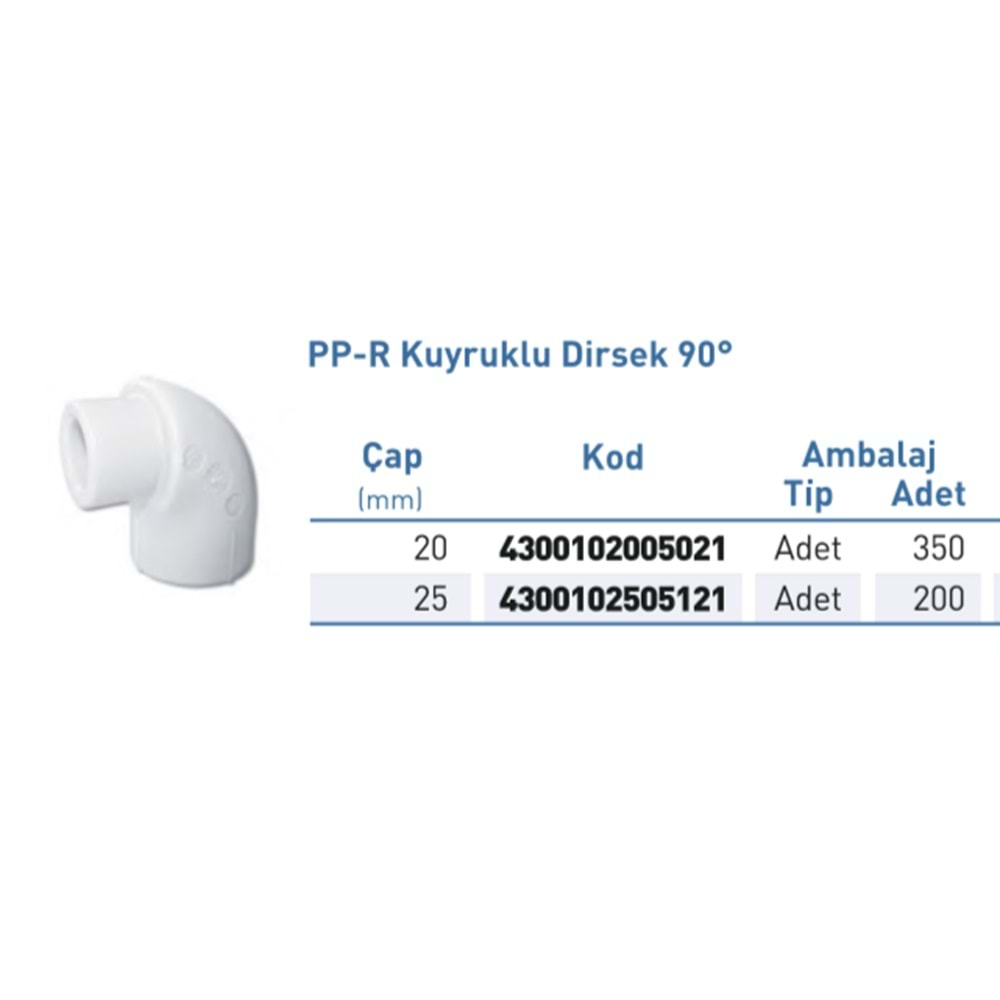 PPR Dirsek kuyruklu Byz 90° d20