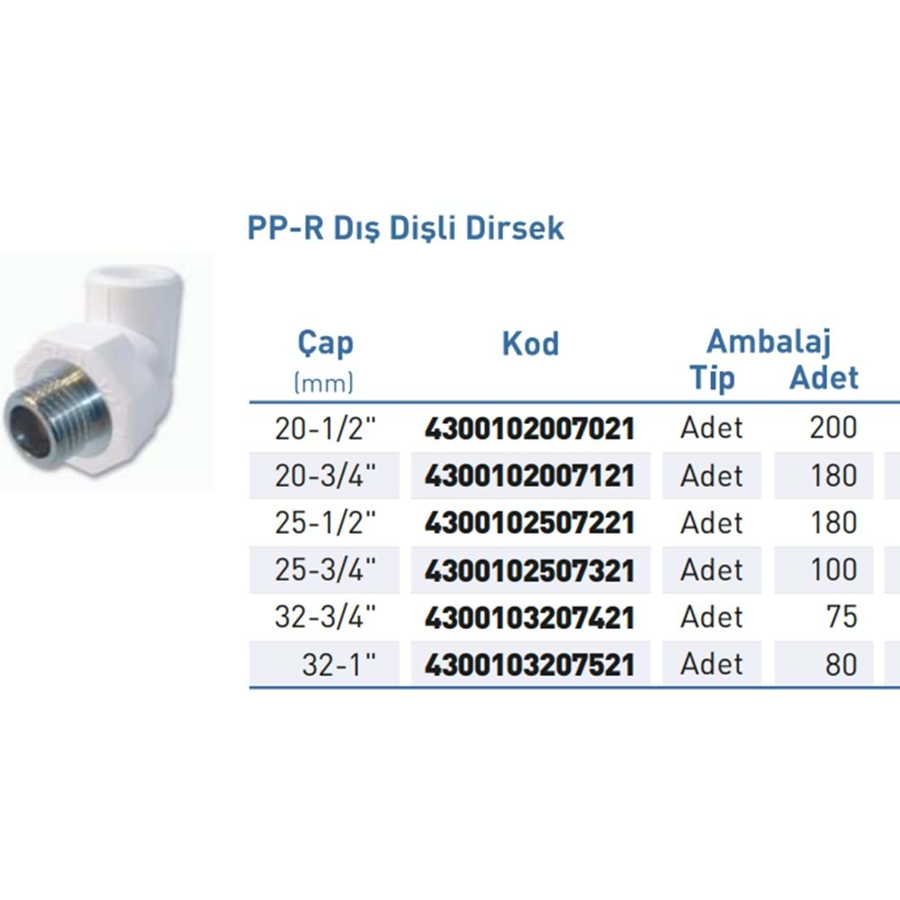 PPR Dirsek Dış Diş Byz d20-1/2