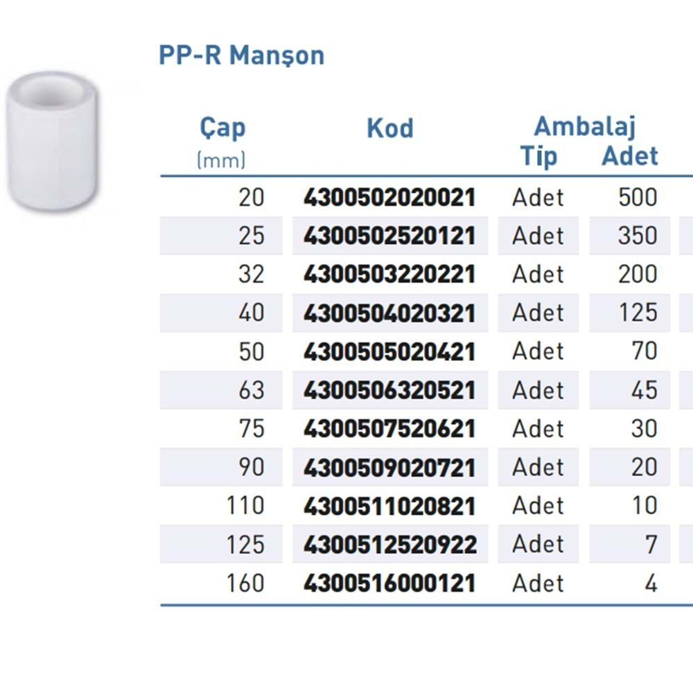 PPR Manşon Byz d20