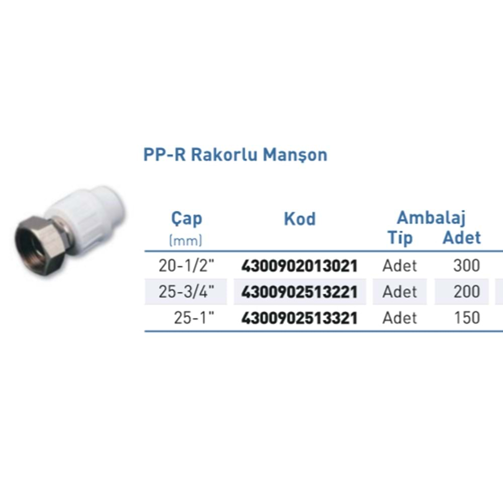 PPR Rakorlu Manşon Byz d20-1/2