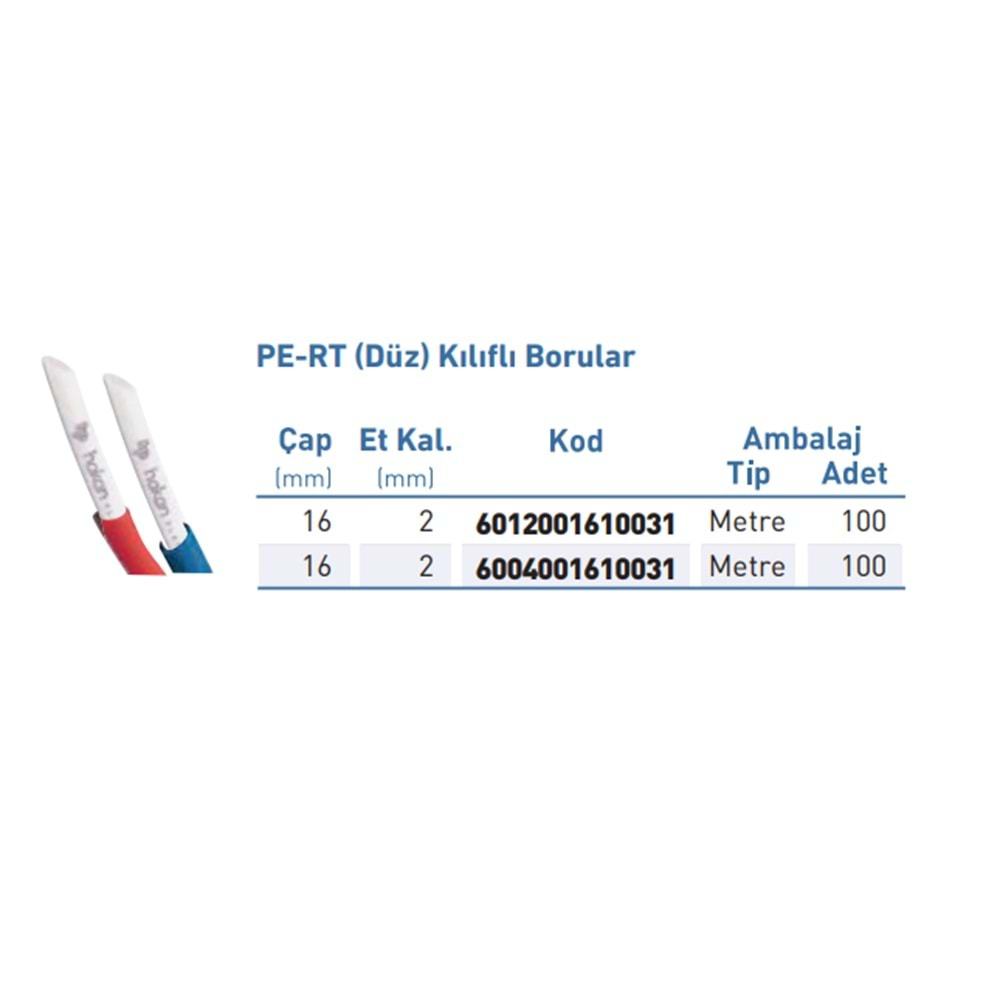 Pe-RT Boru Kırmızı Kılıf d16x2x100m