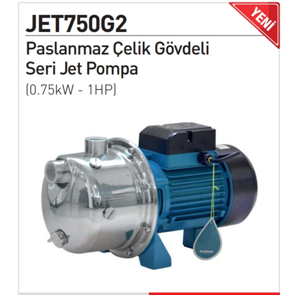 RAINPUMP JET 750G2JET POMPA 0.75 KW ÇELİK GÖVDE