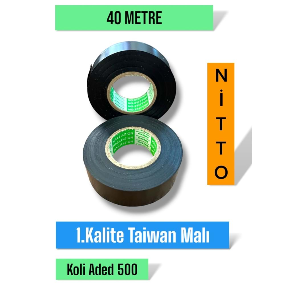 ELEKTRİK BANTI SİYAH NİTTO 40 METRE 60GR